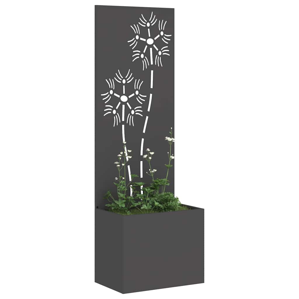 Hageprivat skjerm Blomster Svart 50 x 32 x 150 cm Kaldvalsestål