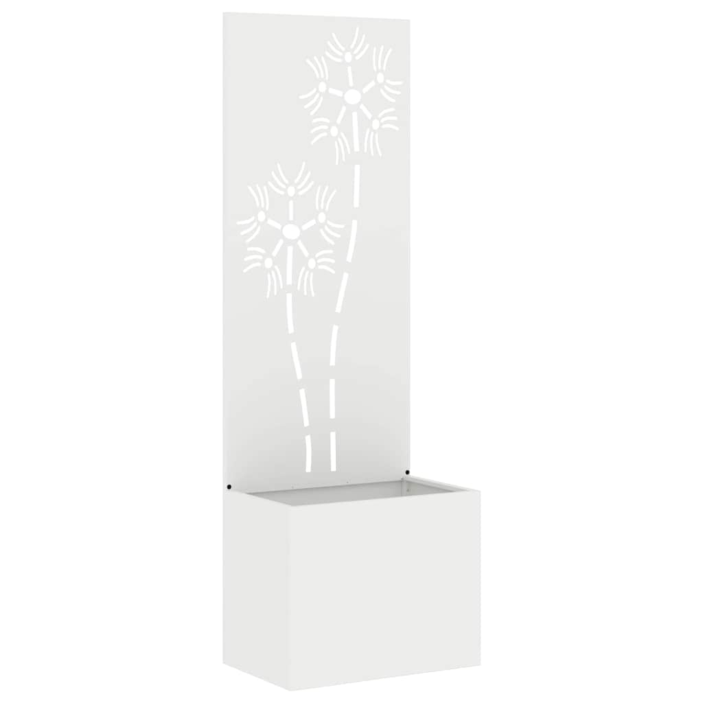 Hageprivat skjerm Blomster Hvit 50 x 150 cm Kaldvalsestål