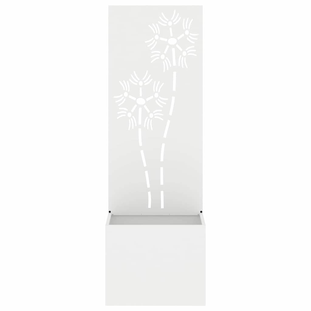 Hageprivat skjerm Blomster Hvit 50 x 150 cm Kaldvalsestål