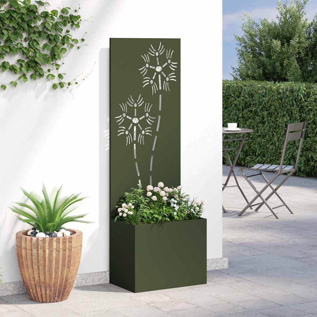 Hageprivat skjerm Olivengrønn 50 x 140 cm Kaldvalsestål
