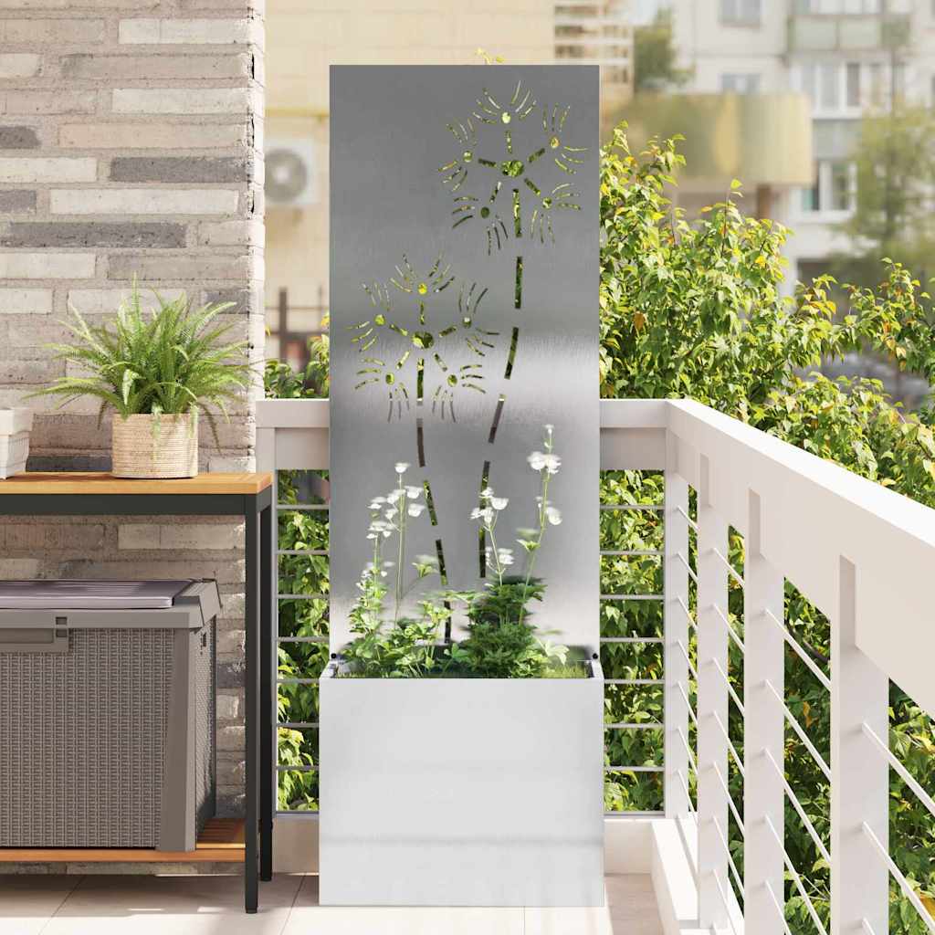 Hageprivat skjerm Blomster Sølv 50 x 150 cm Rustfritt stål