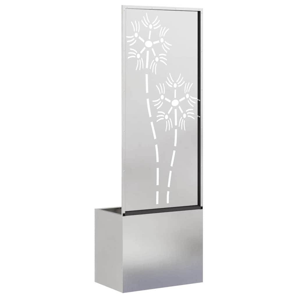 Hageprivat skjerm Blomster Sølv 50 x 150 cm Rustfritt stål