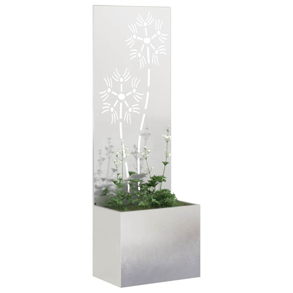 Hageprivat skjerm Blomster Sølv 50 x 150 cm Rustfritt stål