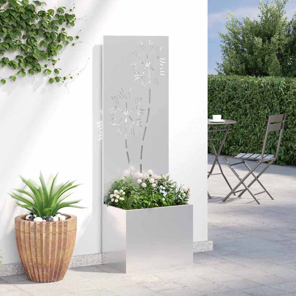 Hageprivat skjerm Blomster sølv 50 x 150 cm Galvanisert stål