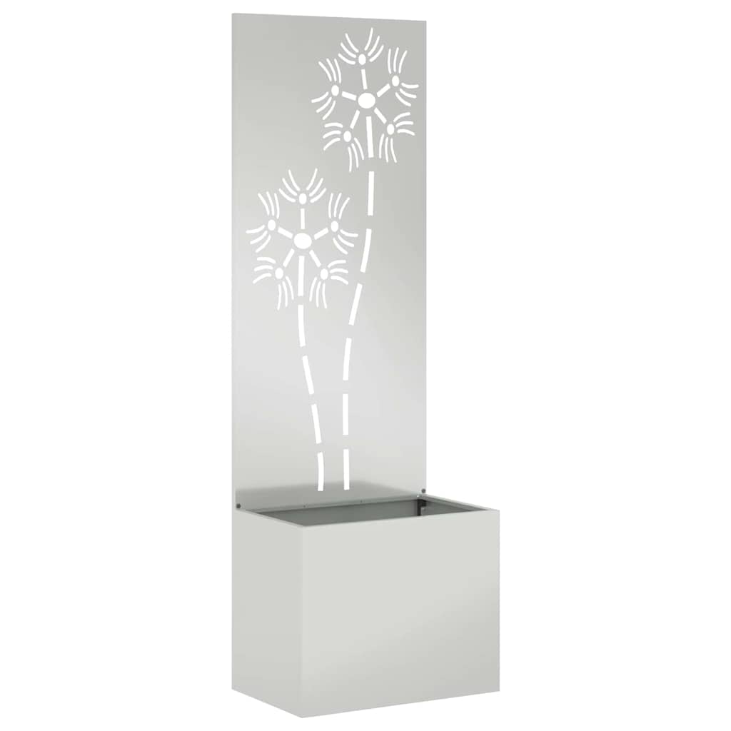 Hageprivat skjerm Blomster sølv 50 x 150 cm Galvanisert stål