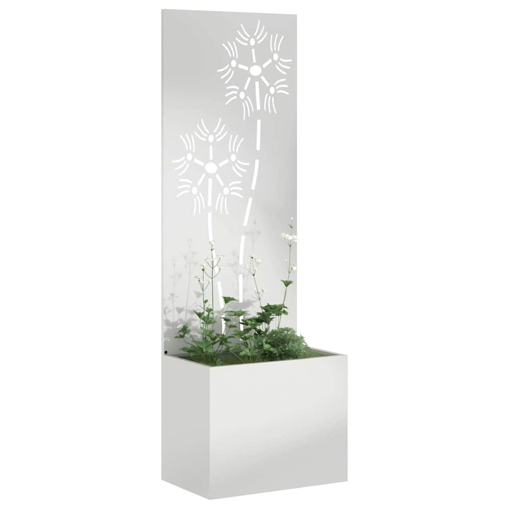Hageprivat skjerm Blomster sølv 50 x 150 cm Galvanisert stål