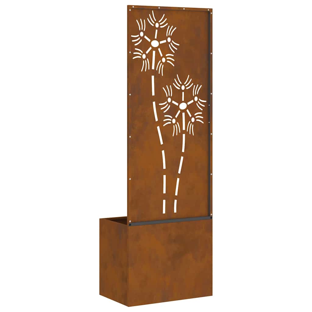 Hageprivat skjerm Blomster Rusten 50 x 32 x 150 cm Cortenstål