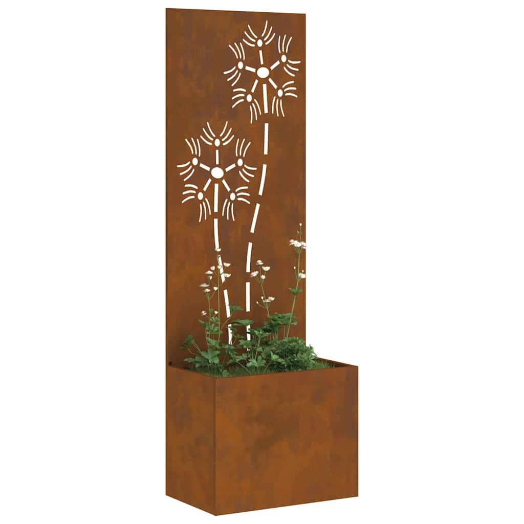 Hageprivat skjerm Blomster Rusten 50 x 32 x 150 cm Cortenstål