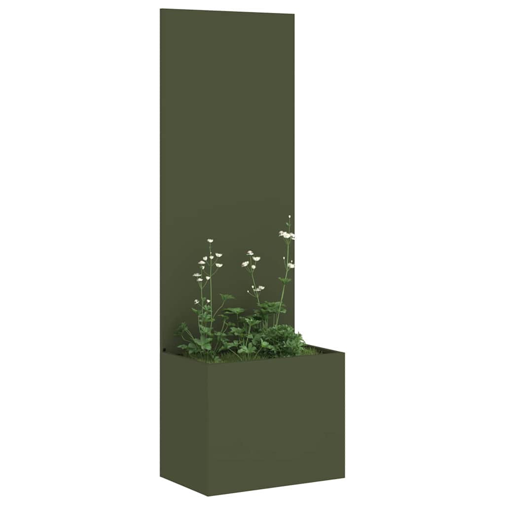 Hageprivat skjerm Olivengrønn 50 x 150 cm Kaldvalsestål