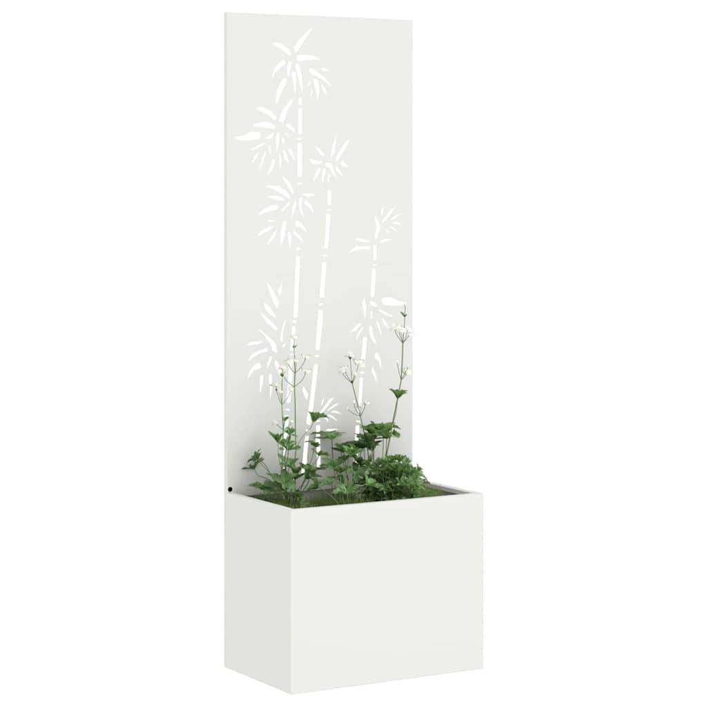Hageprivat skjerm Blomster Hvit 50 x 150 cm Kaldvalsestål