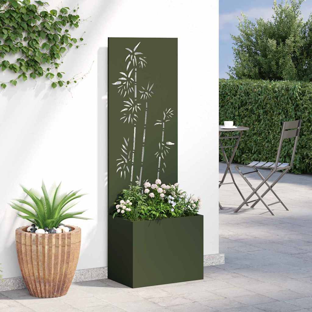 Hageprivat skjerm Olivengrønn 50 x 150 cm Kaldvalsestål