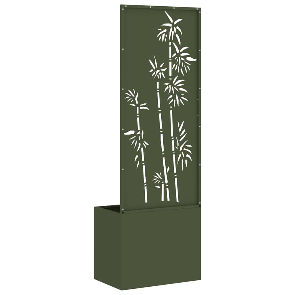 Hageprivat skjerm Olivengrønn 50 x 150 cm Kaldvalsestål