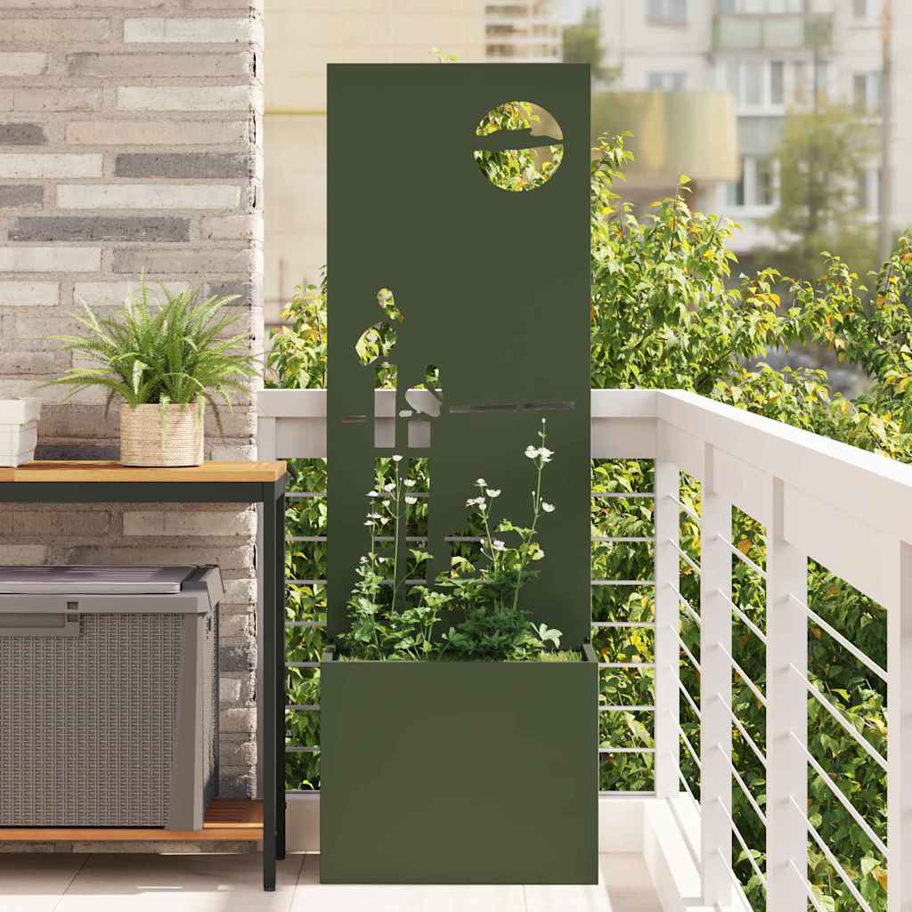 Hageprivat skjerm Olivengrønn 50 x 150 cm Kaldvalsestål