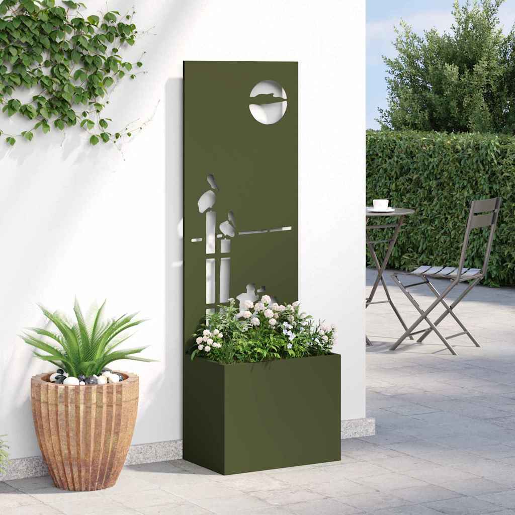Hageprivat skjerm Olivengrønn 50 x 150 cm Kaldvalsestål