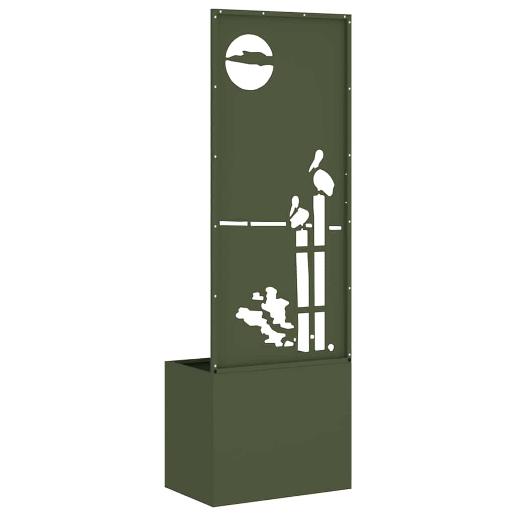 Hageprivat skjerm Olivengrønn 50 x 150 cm Kaldvalsestål