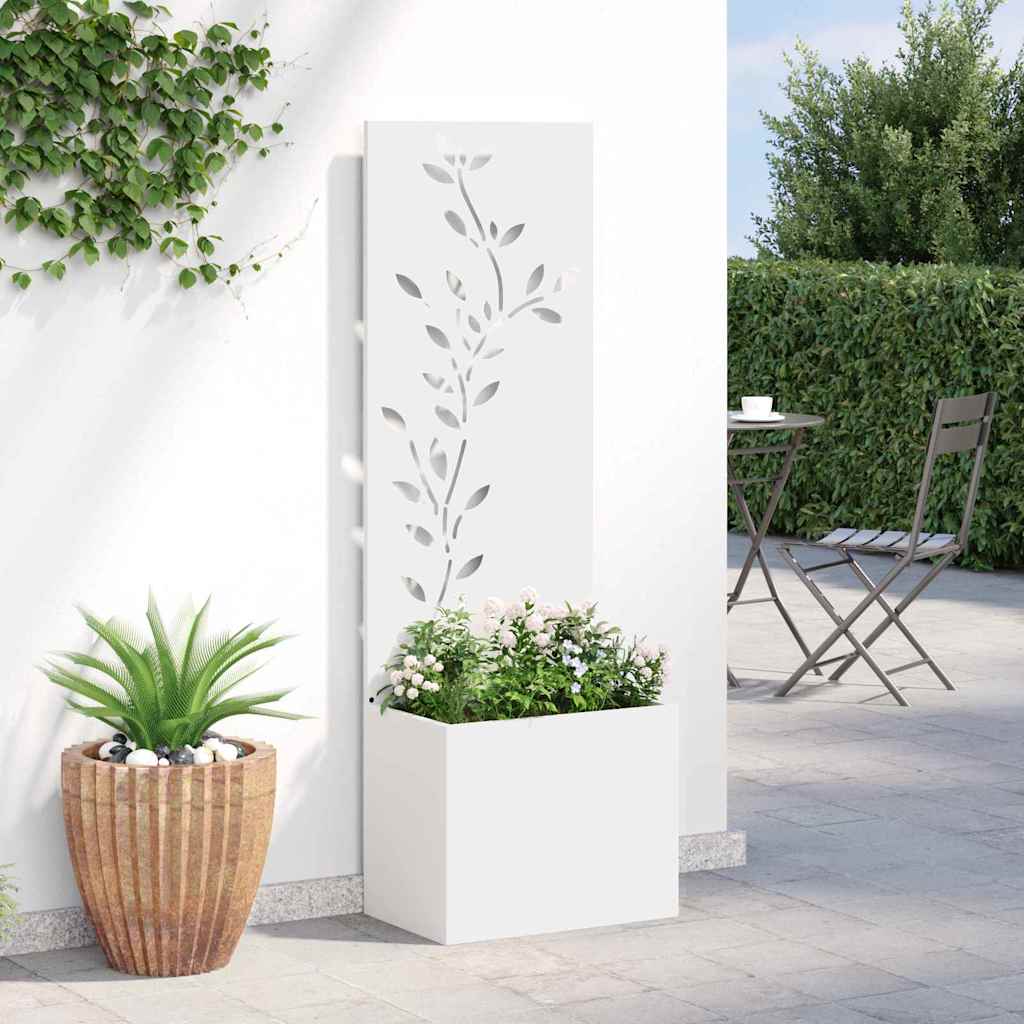 Hageprivat skjerm Blomster Hvit 50 x 150 cm Kaldvalsestål