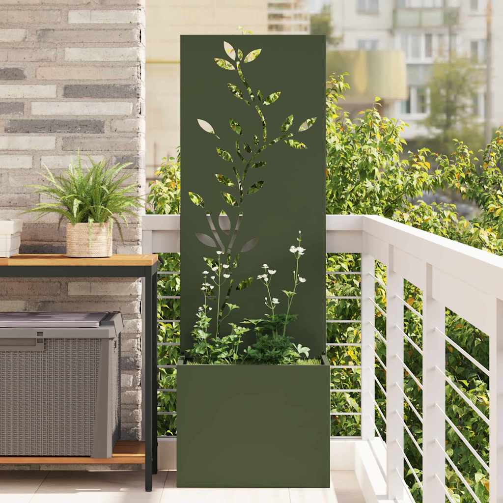 Hageprivat skjerm Olivengrønn 50 x 150 cm Kaldvalsestål