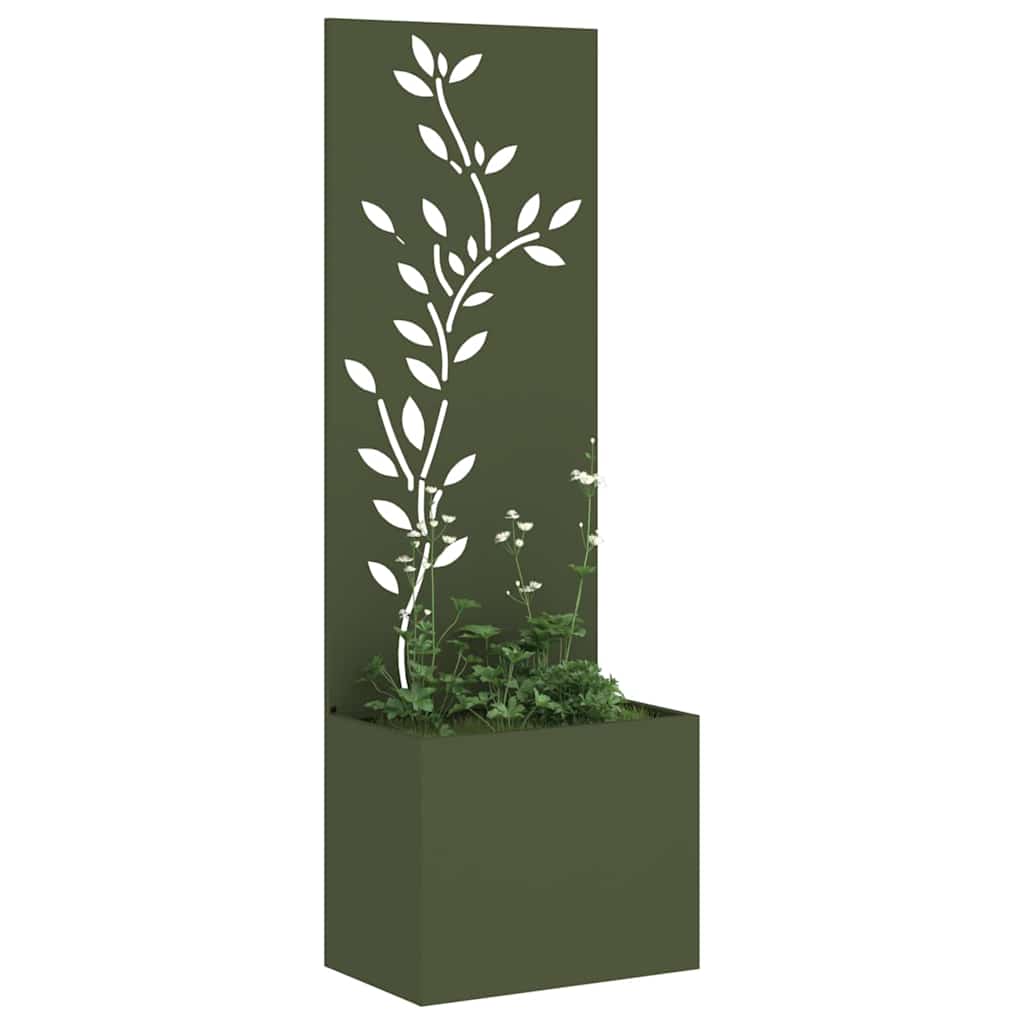 Hageprivat skjerm Olivengrønn 50 x 150 cm Kaldvalsestål