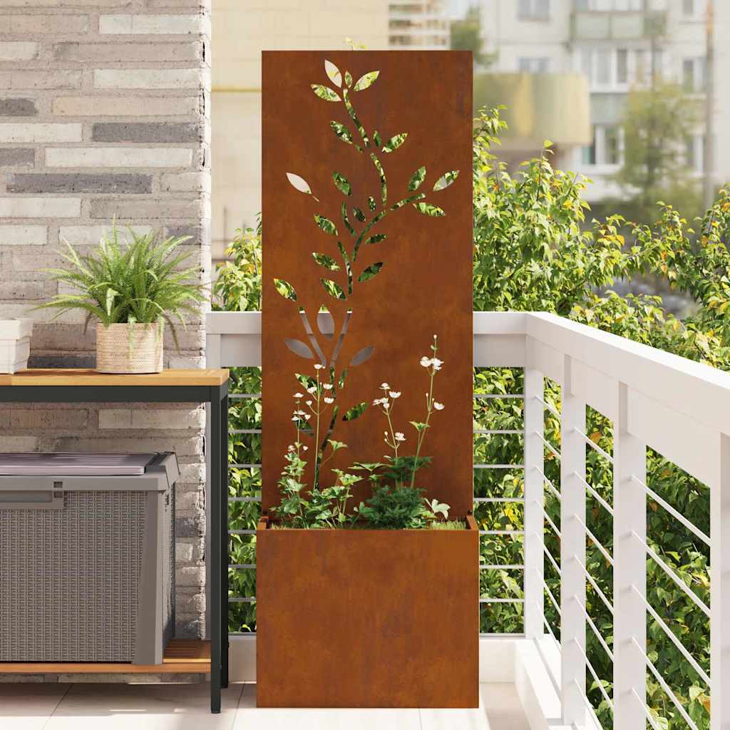 Hageprivat skjerm Blomster Rusten 50 x 140 cm Cortenstål