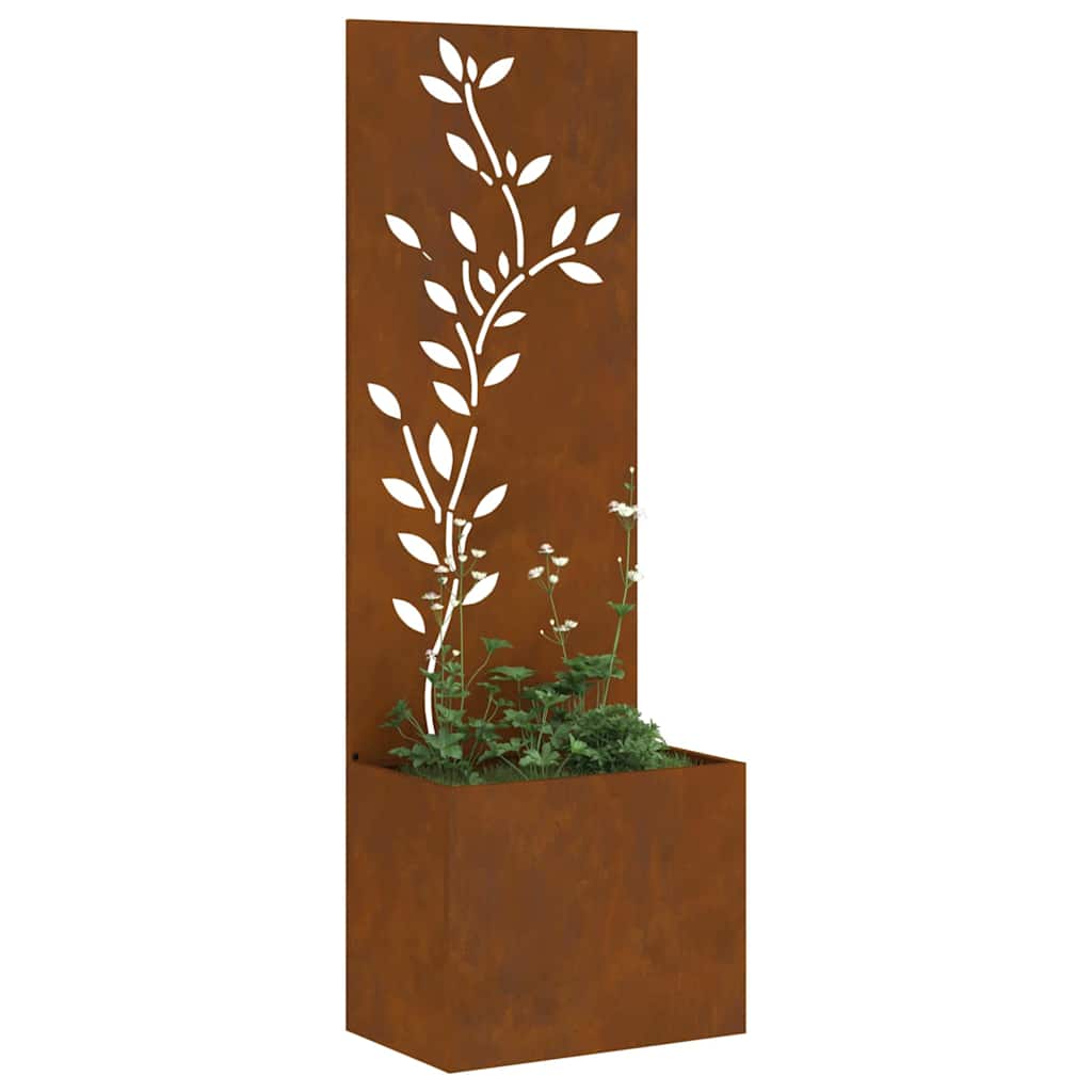 Hageprivat skjerm Blomster Rusten 50 x 140 cm Cortenstål