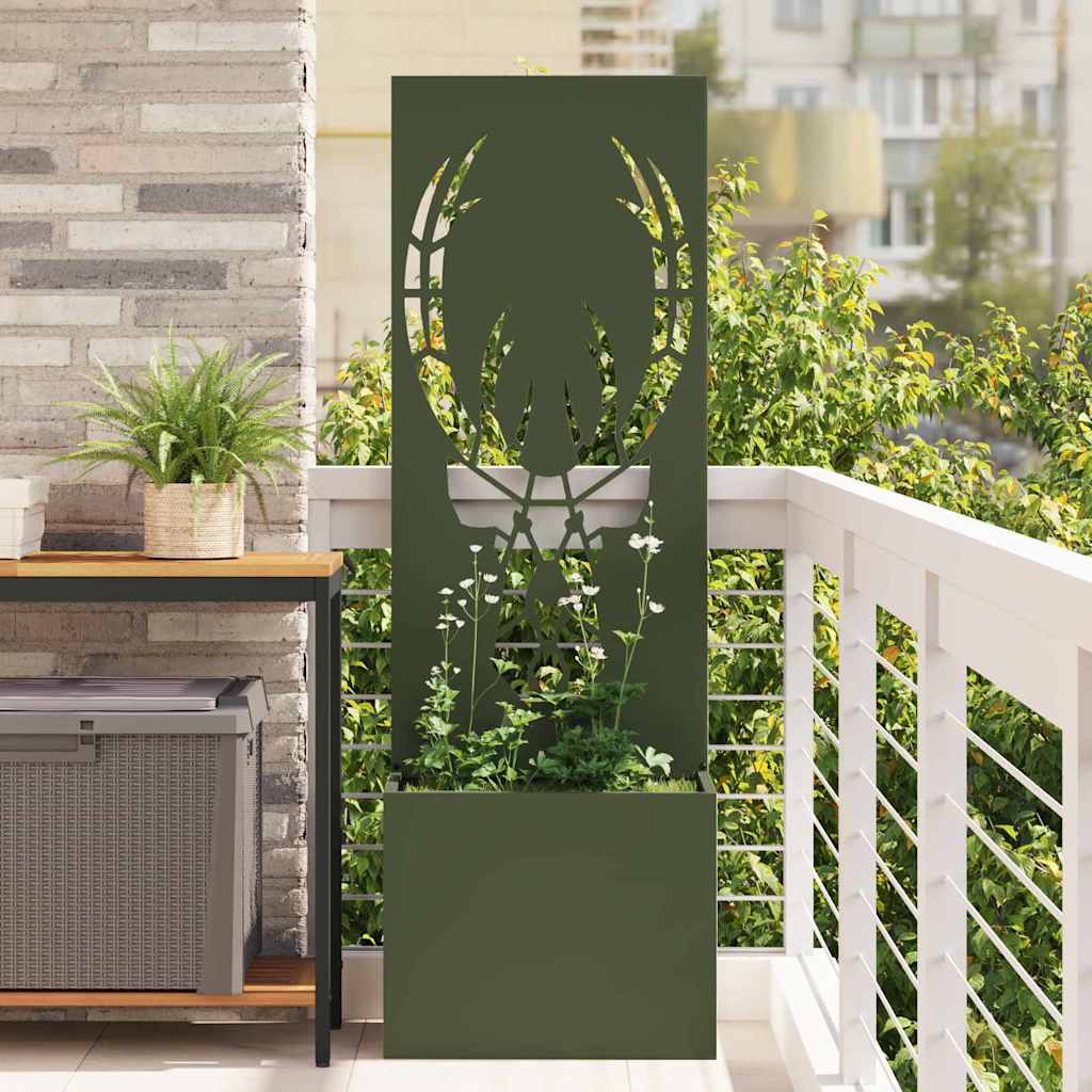 Hageprivat skjerm Olivengrønn 50 x 150 cm Kaldvalsestål