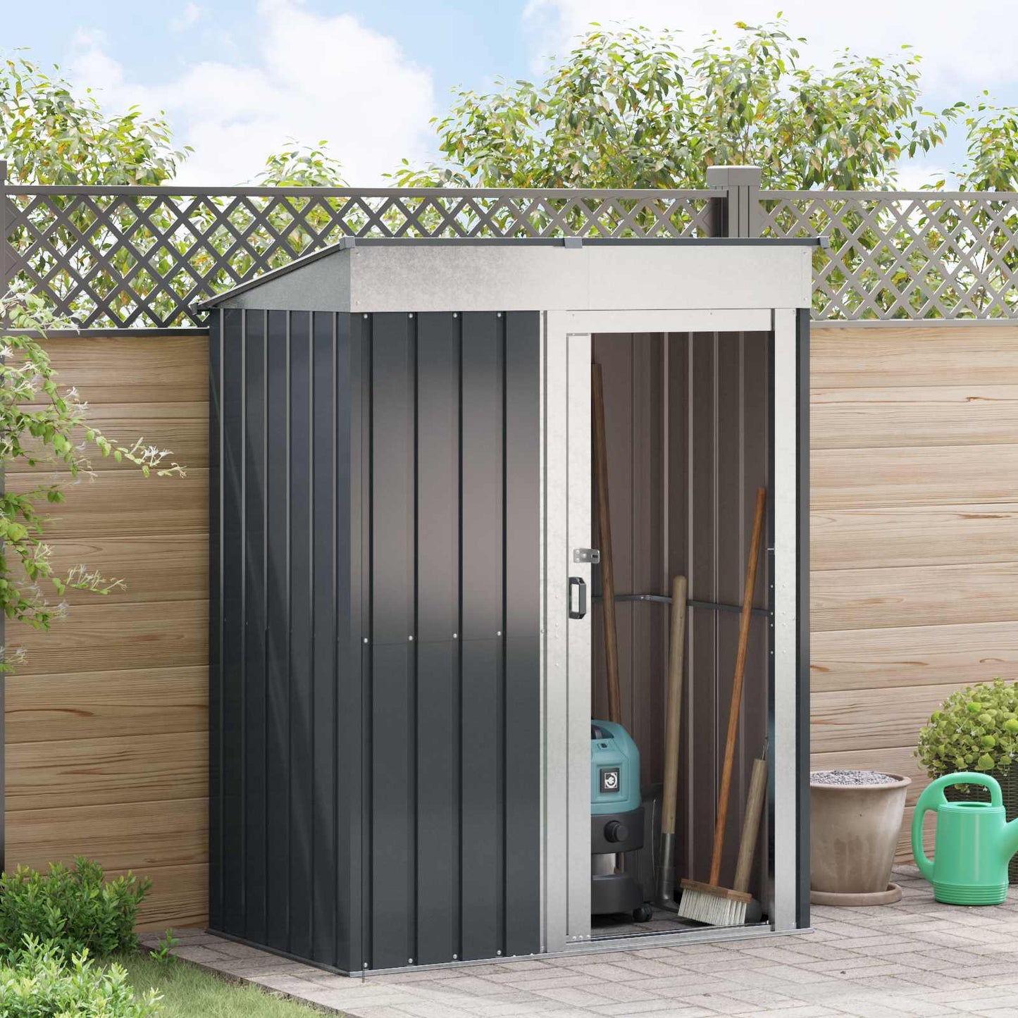 Hageskur Antrasitt 137 x 81 x 180 cm Metall