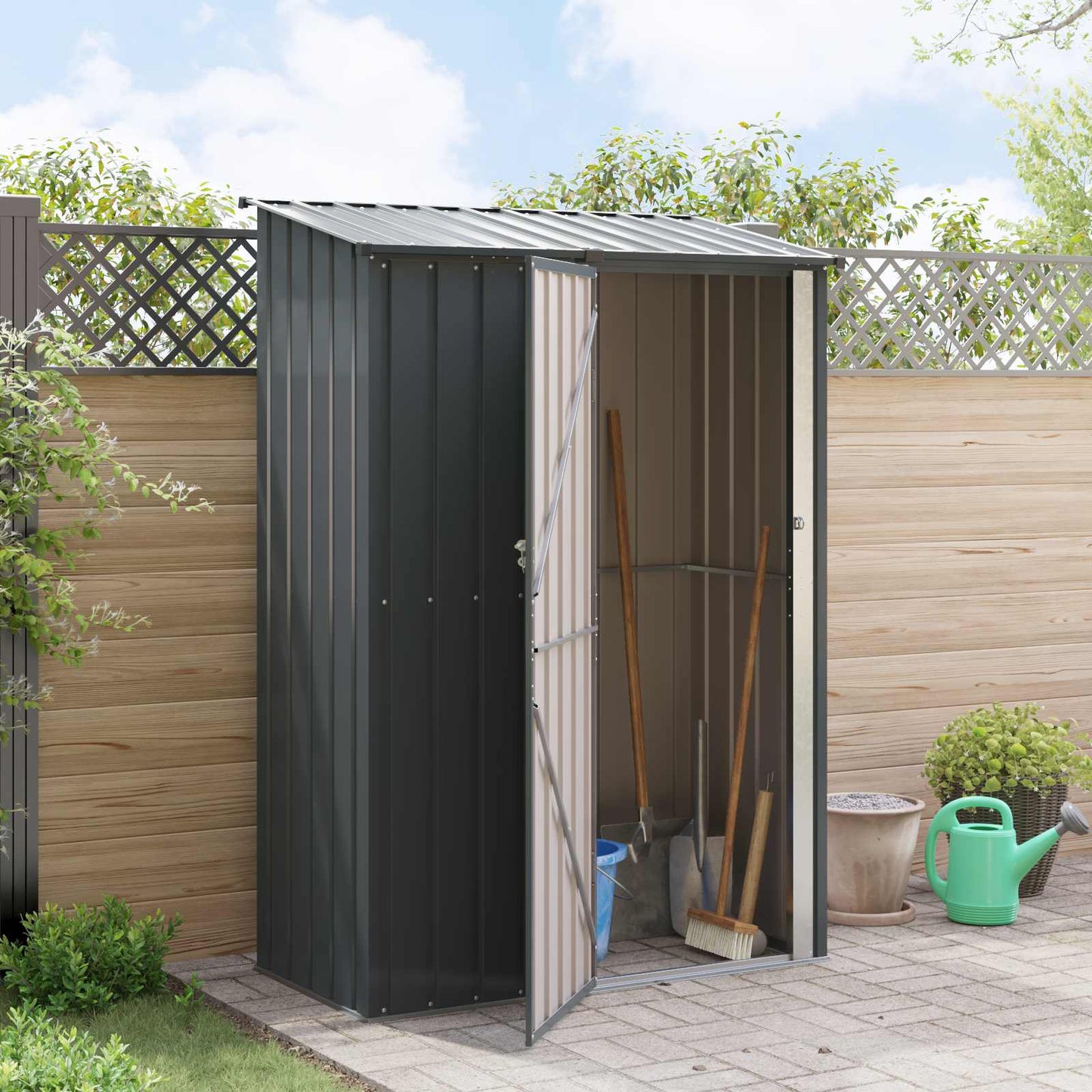Hageskur Antrasitt 140,5 x 74 x 200 cm Metall