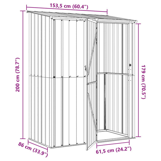 Hageskur Antrasitt 153,5 x 86 x 200 cm Metall