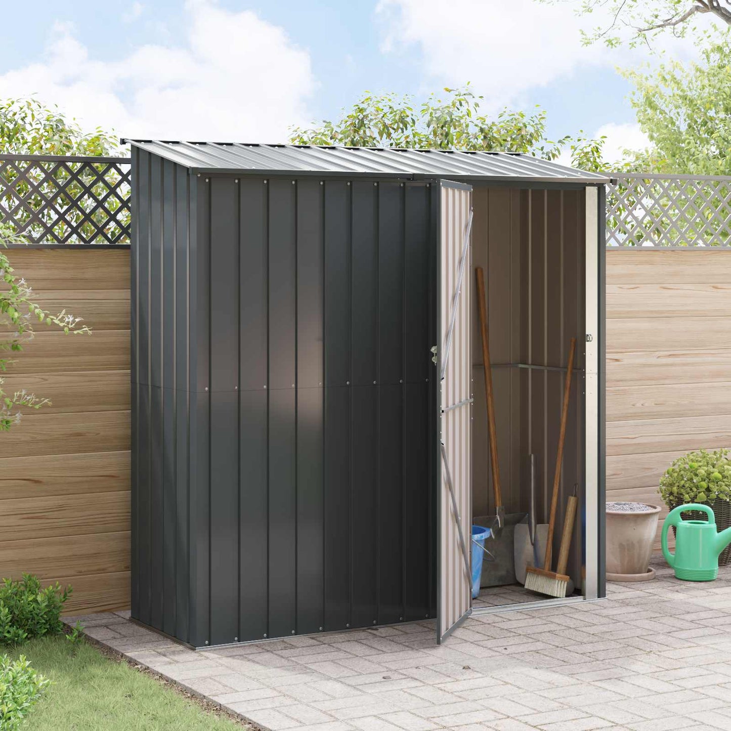 Hageskur Antrasitt 203,5 x 73 x 200 cm Metall