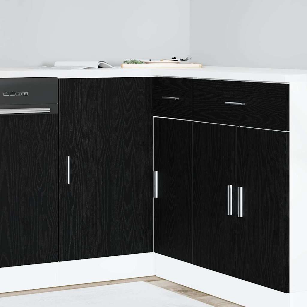 Kjøkken hjørne bunnskap med lagring Svart eik 86 x 46 x 81,5 cm