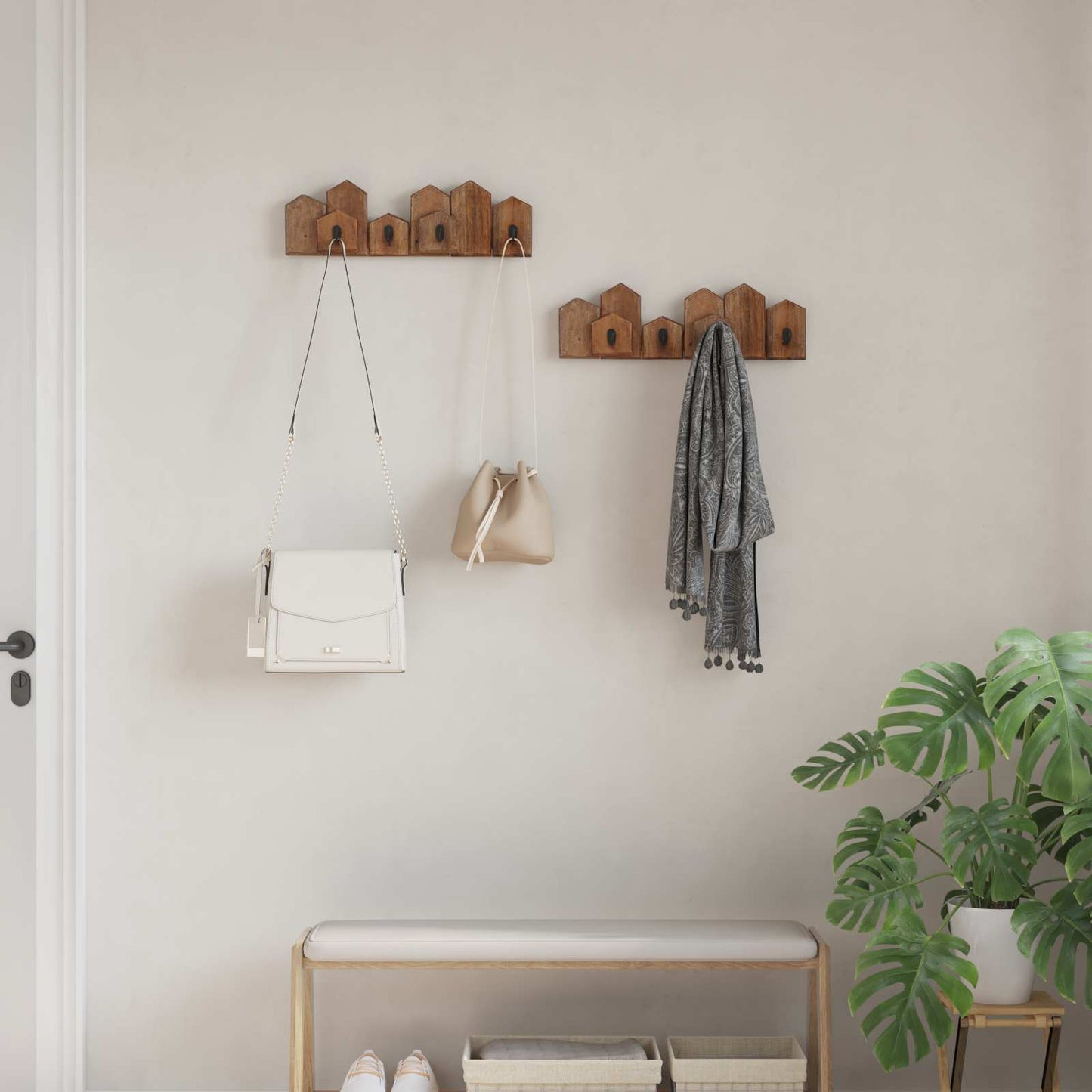 Henger Brun 48 x 8 x 15 cm Massiv Mahogni Tre