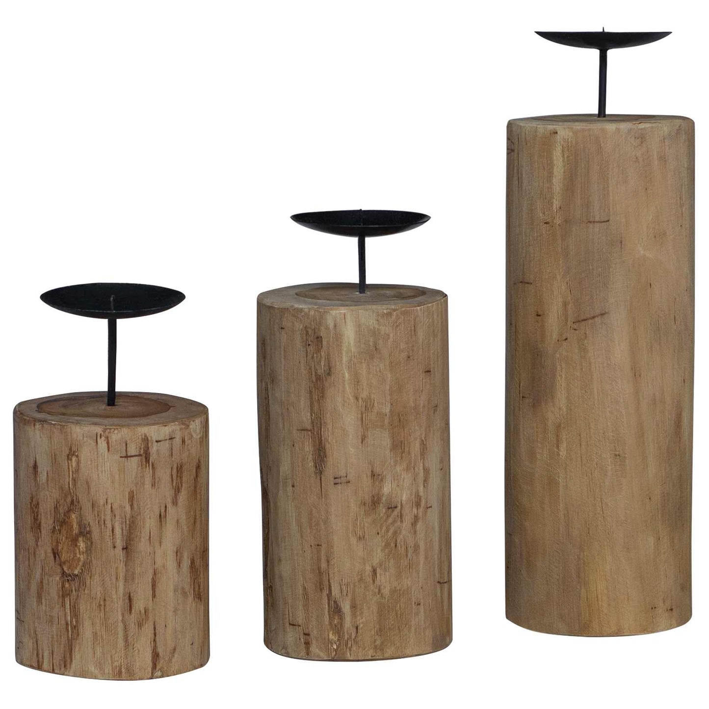 Lysestake 3 pcs Naturlig Massivt teaktre