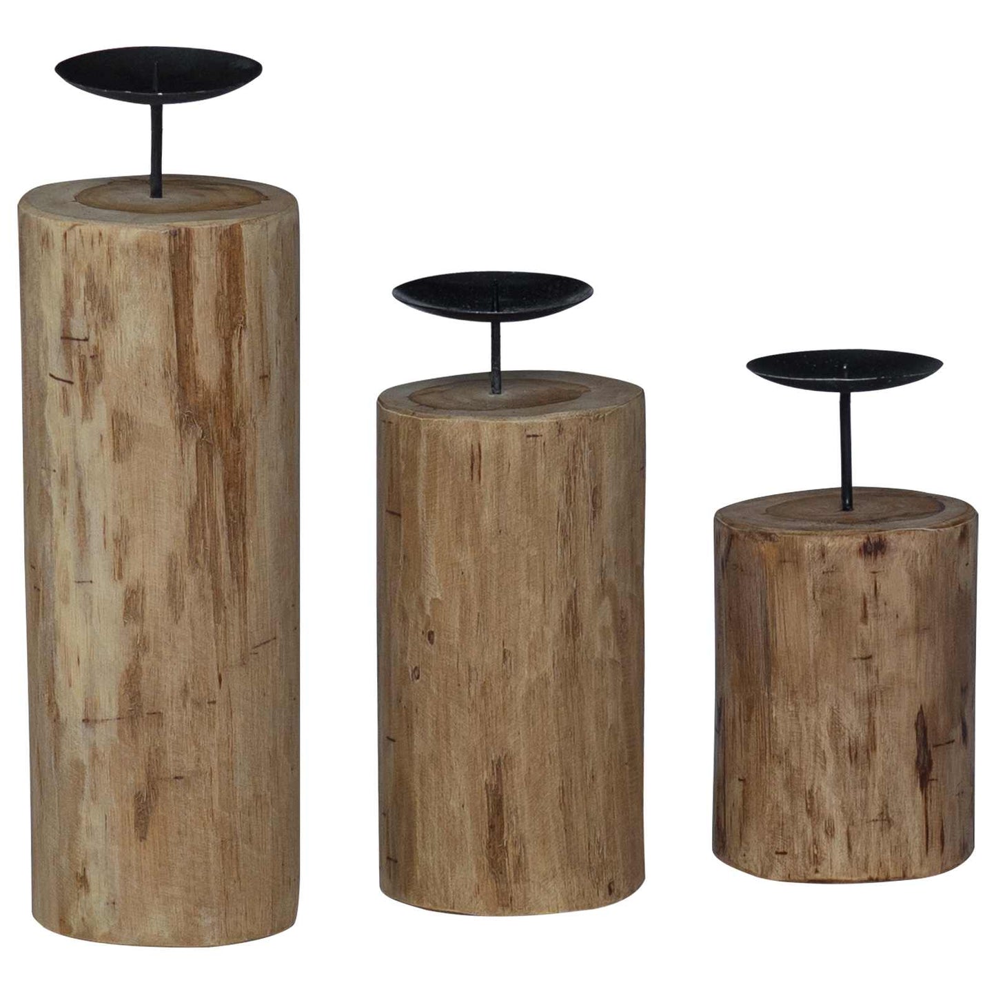 Lysestake 3 pcs Naturlig Massivt teaktre