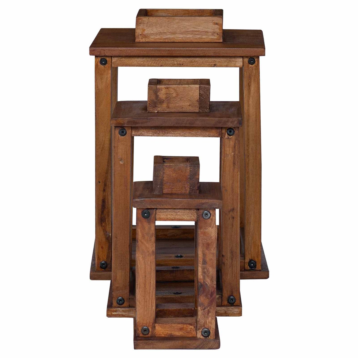 Lanterne 3 pcs Naturlig Mahogni Tre