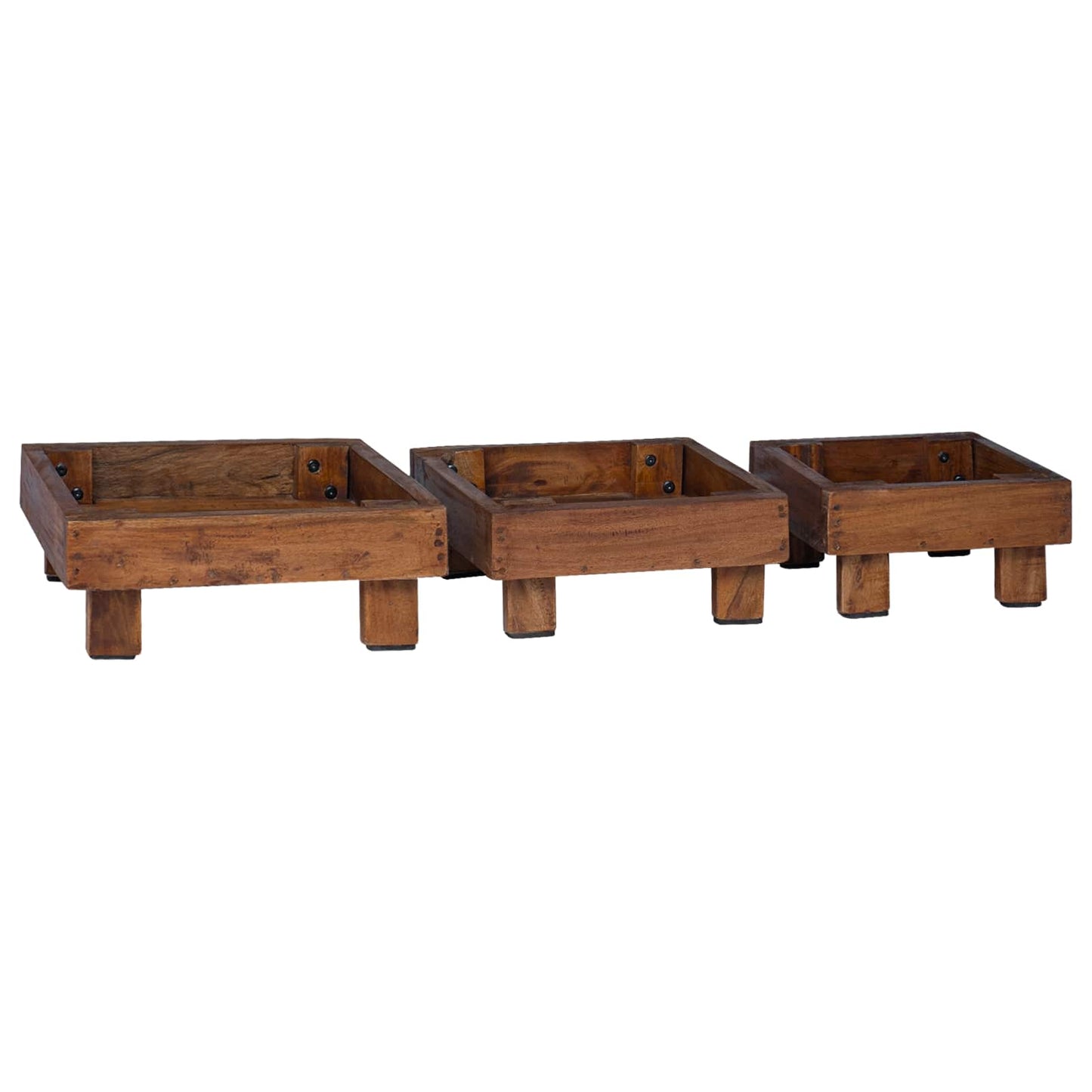 Planteholder 3 pcs Brun Mahogni Tre