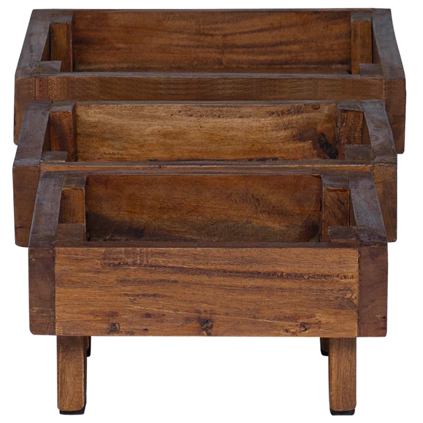 Planteholder 3 pcs Brun Mahogni Tre