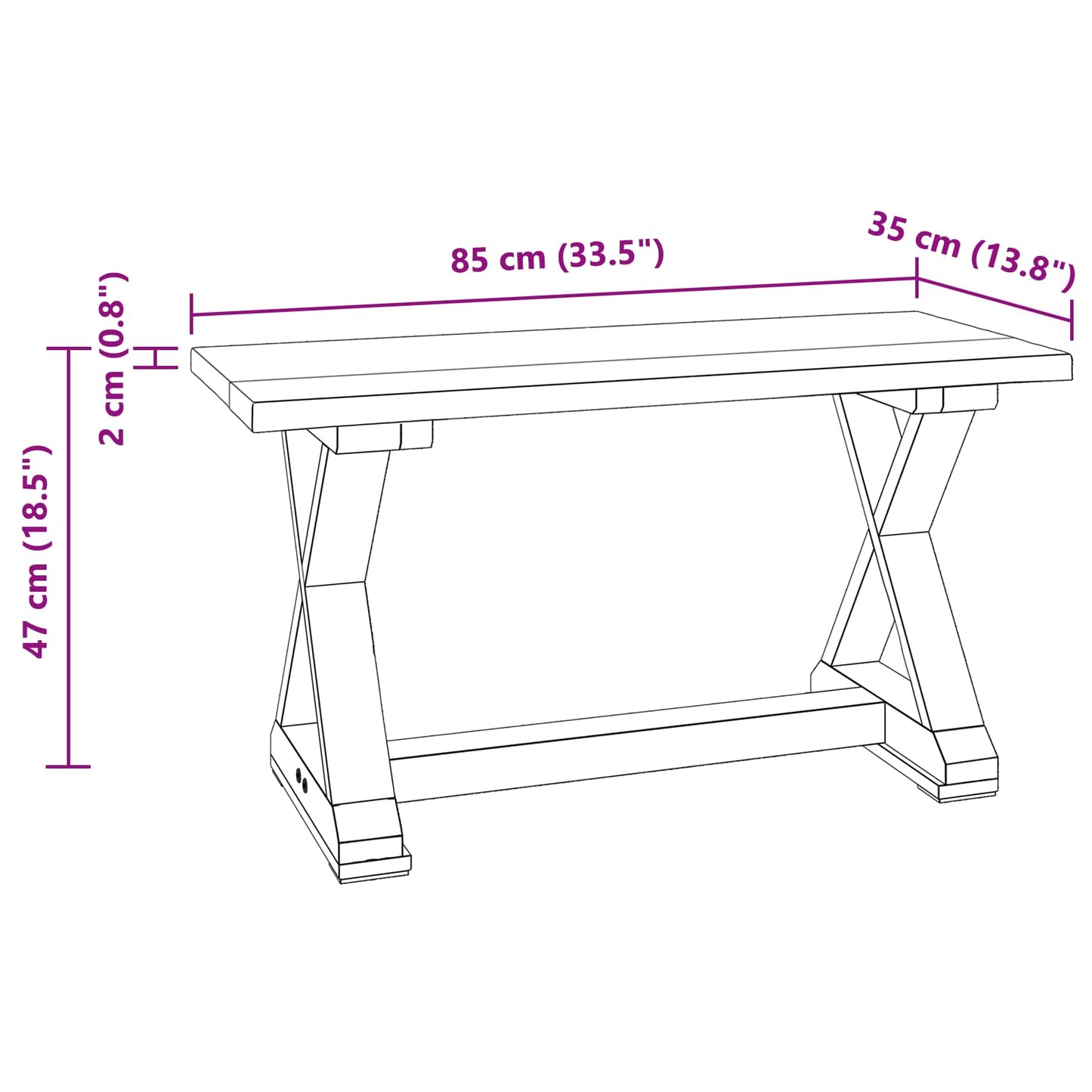 benk Naturlig 85 x 35 x 46 cm Massivt gjenvunnet tre