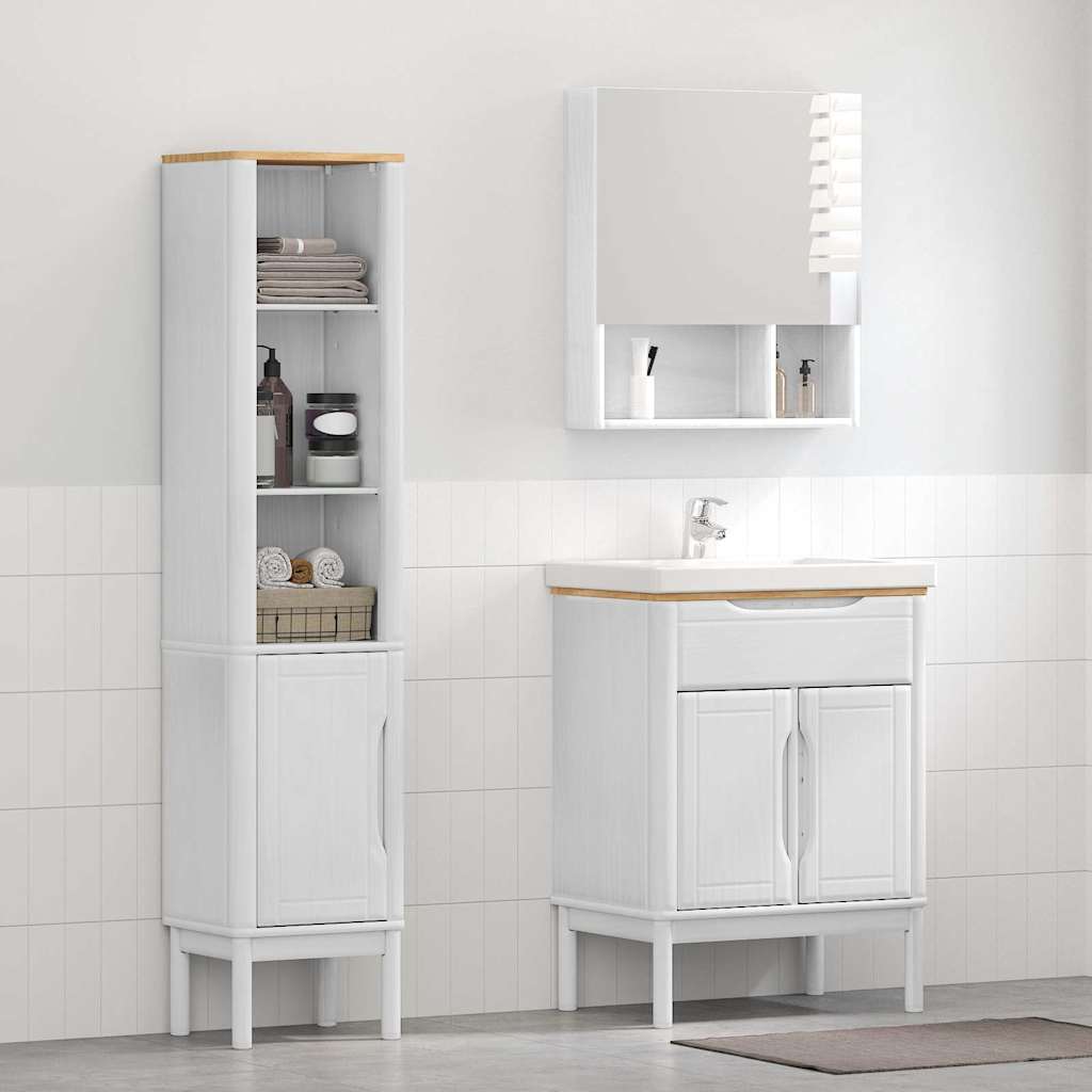 Baderomsinnredningssett med hylle FLORO 2 pcs Hvit Massiv furu