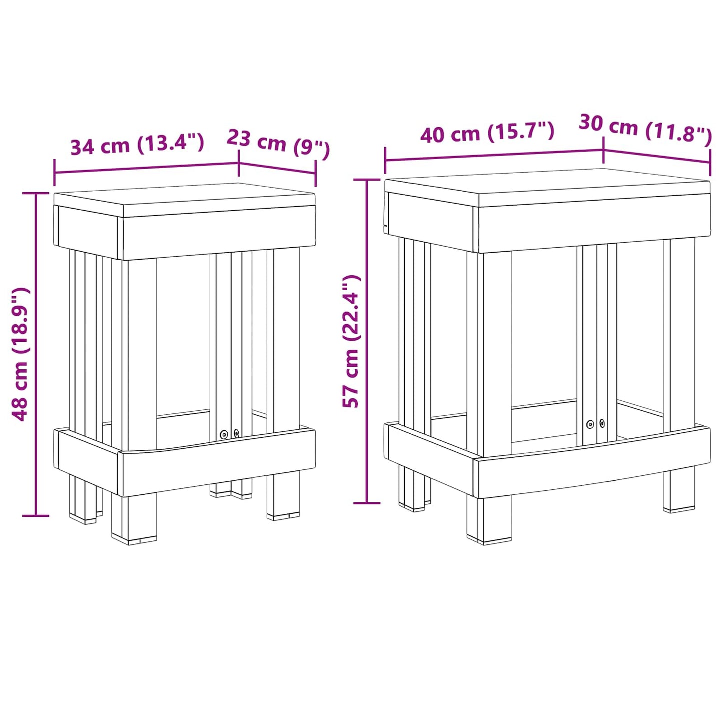 Planteholder 2 pcs Brun 70 x 11 x 27 cm Mahogni Tre