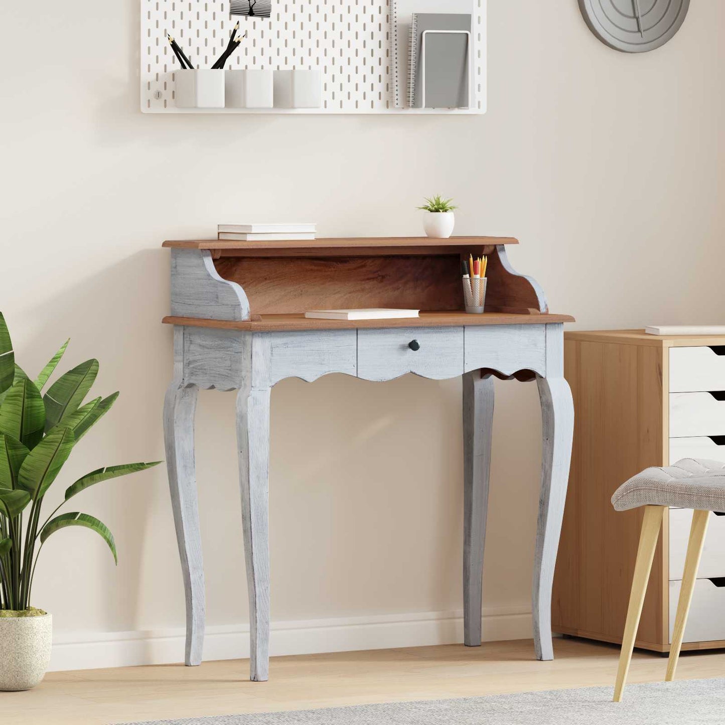 Skrivebord Brun og hvit 80 x 40 x 92 cm Massivt mahognitre