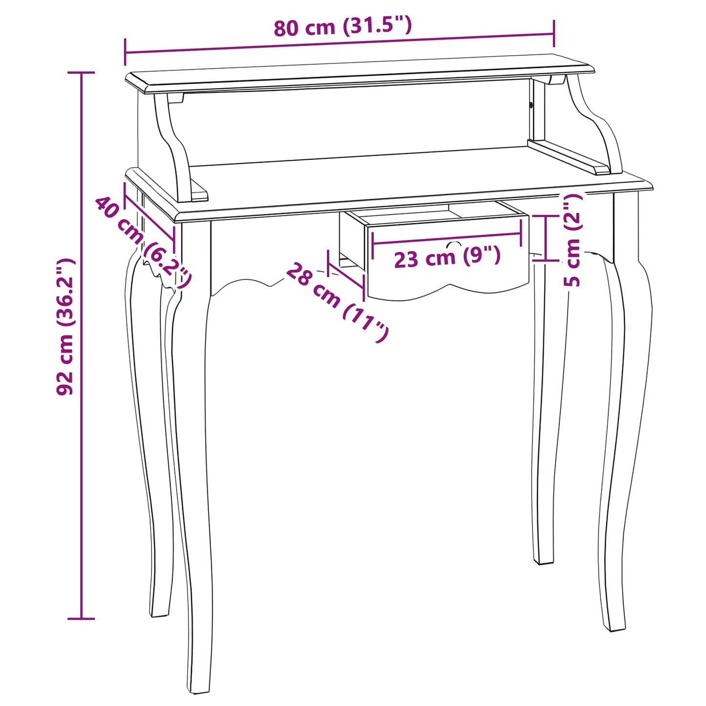 Skrivebord Brun og hvit 80 x 40 x 92 cm Massivt mahognitre
