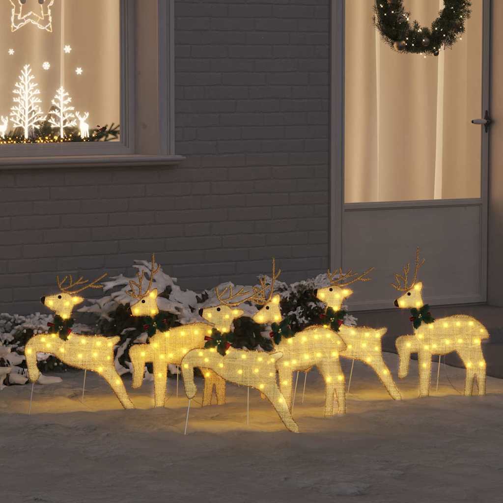 LED Reinsdyr 6 pcs Gull stoff