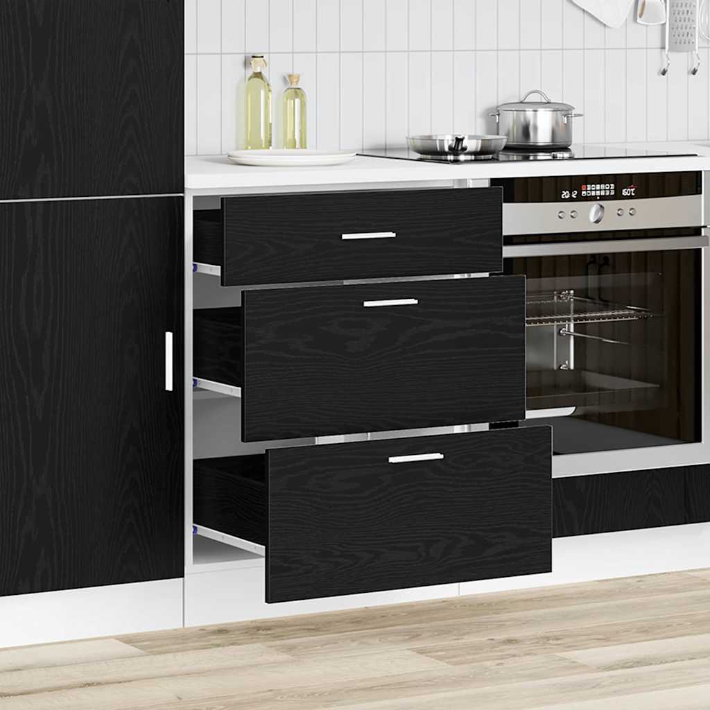 Kjøkken Underskaps Svart Eik 60 x 46 x 81,5 cm Konstruert tre