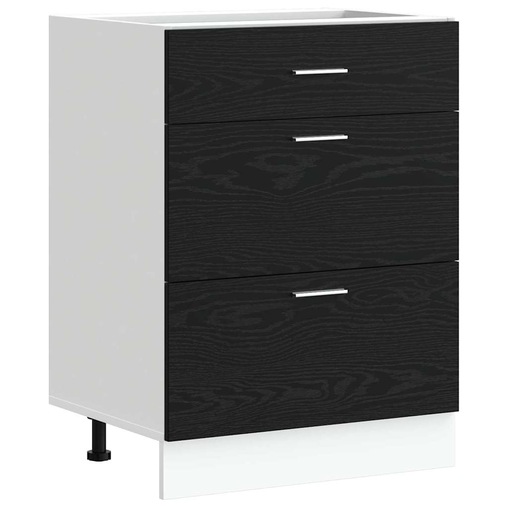 Kjøkken Underskaps Svart Eik 60 x 46 x 81,5 cm Konstruert tre