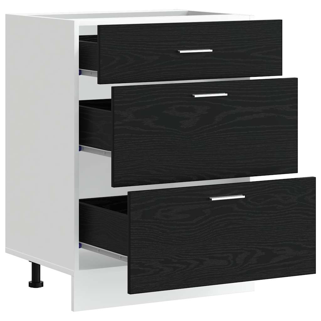 Kjøkken Underskaps Svart Eik 60 x 46 x 81,5 cm Konstruert tre