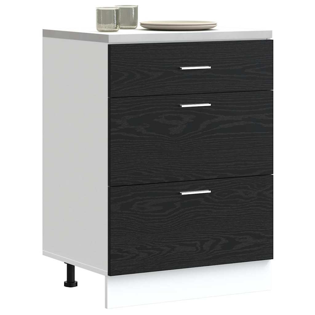 Kjøkken Underskaps Svart Eik 60 x 46 x 81,5 cm Konstruert tre