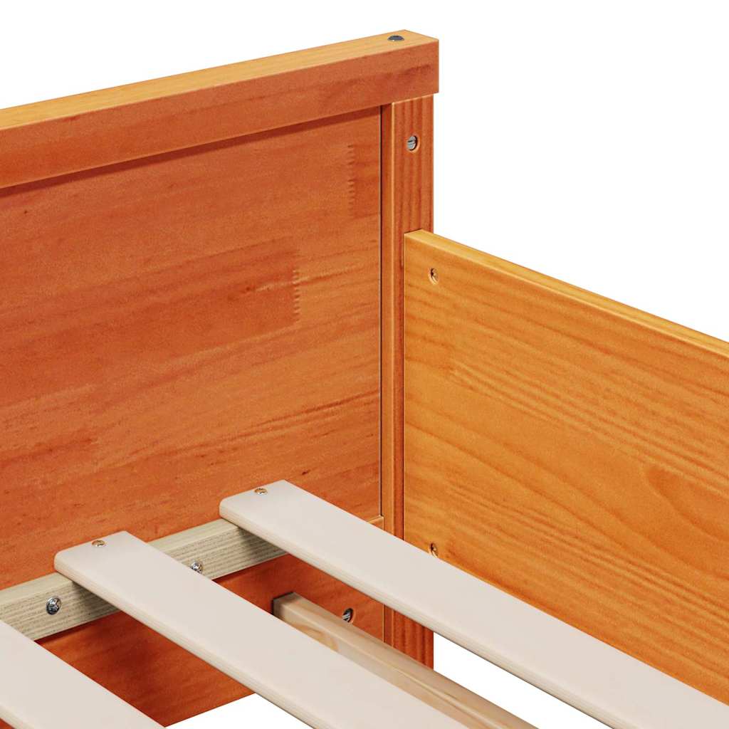 Sengestamme med madrass Voksbrun 80 x 200 cm Heltre furu