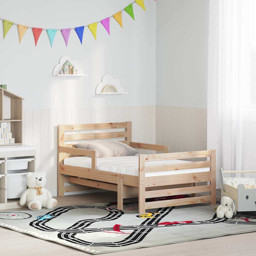 Sengestamme med madrass Brun 80 x 200 cm Massiv furu