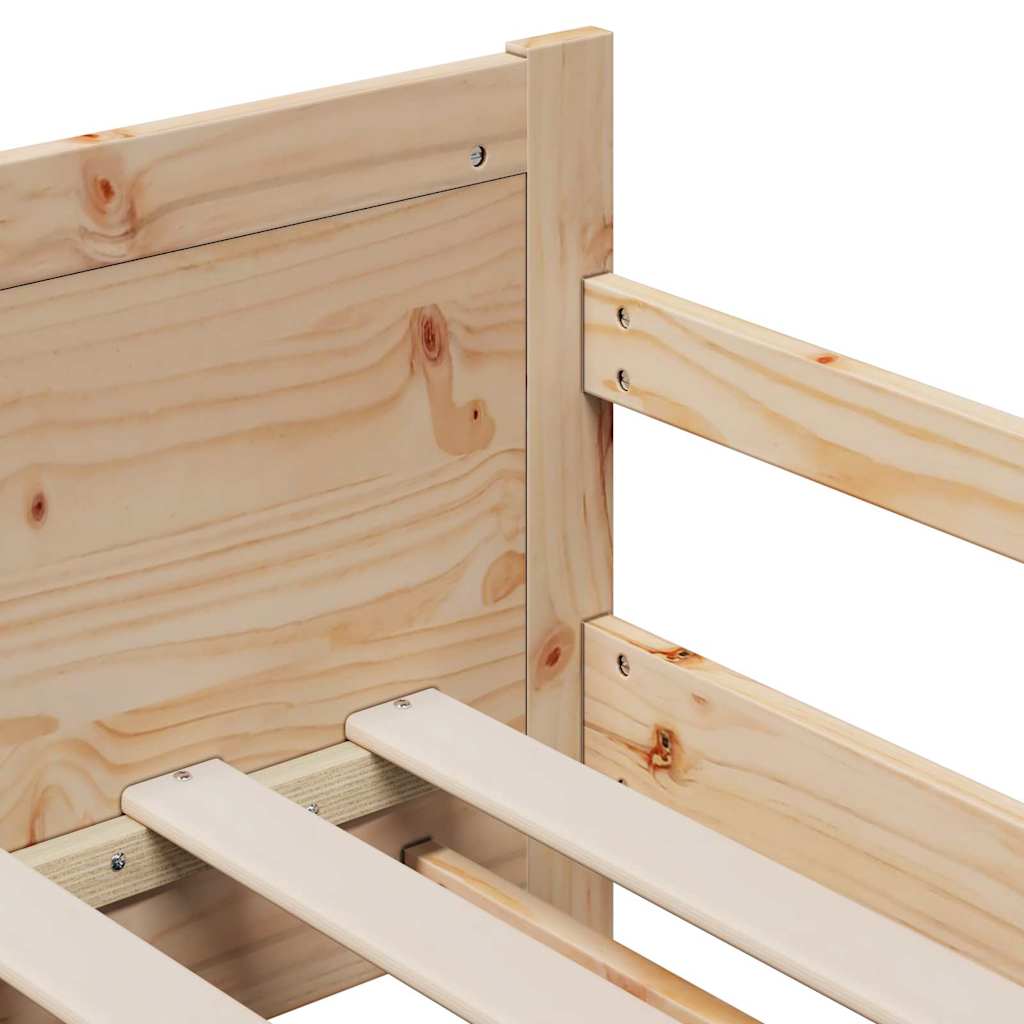 Sengestamme med madrass Brun 80 x 200 cm Massiv furu