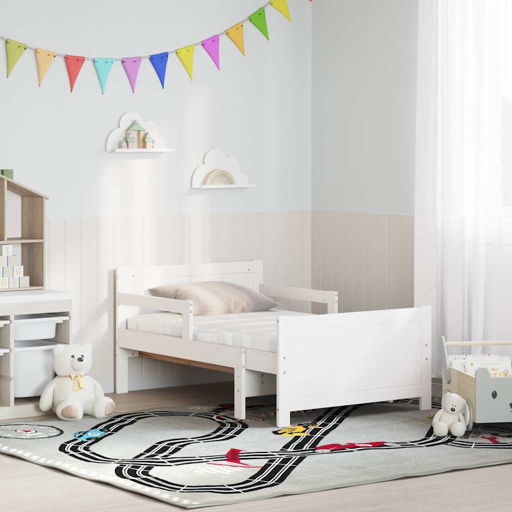 Sengestamme med madrass Hvit 80 x 200 cm Massiv furu